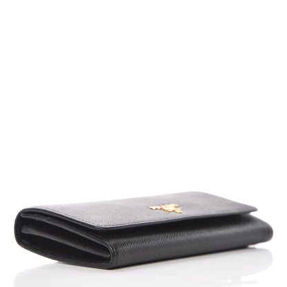 Prada Saffiano Metal Continental Flap Wallet Black 5 of 10