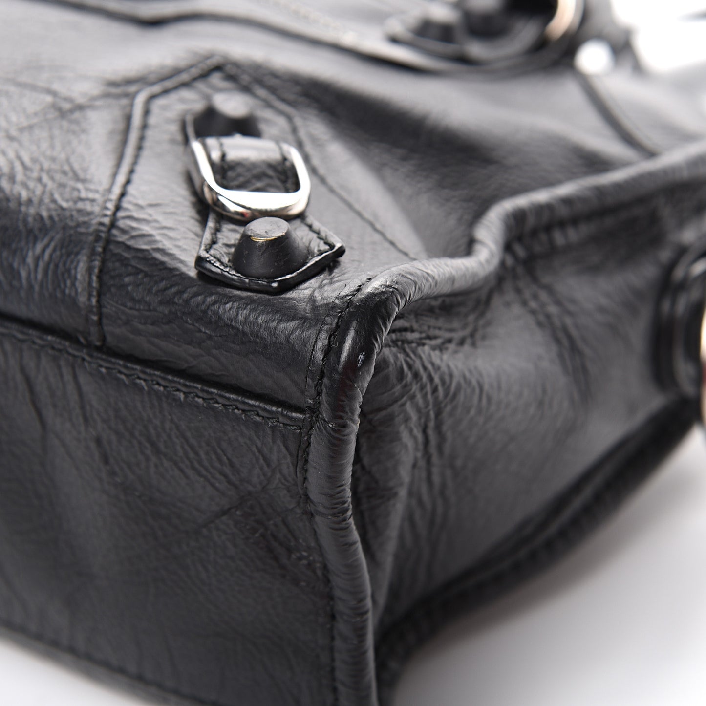 Matte Goatskin Rubber Covered Classic Hardware Mini City Black
