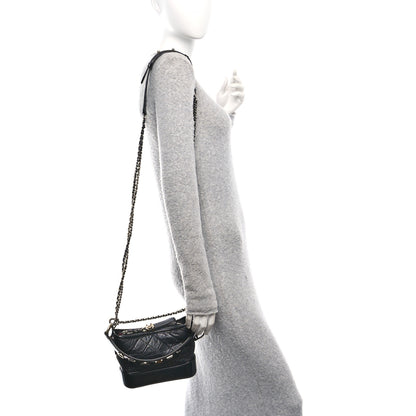 Chanel Aged Calfskin Quilted Small Gabrielle Logo Hobo Black 2 of 10