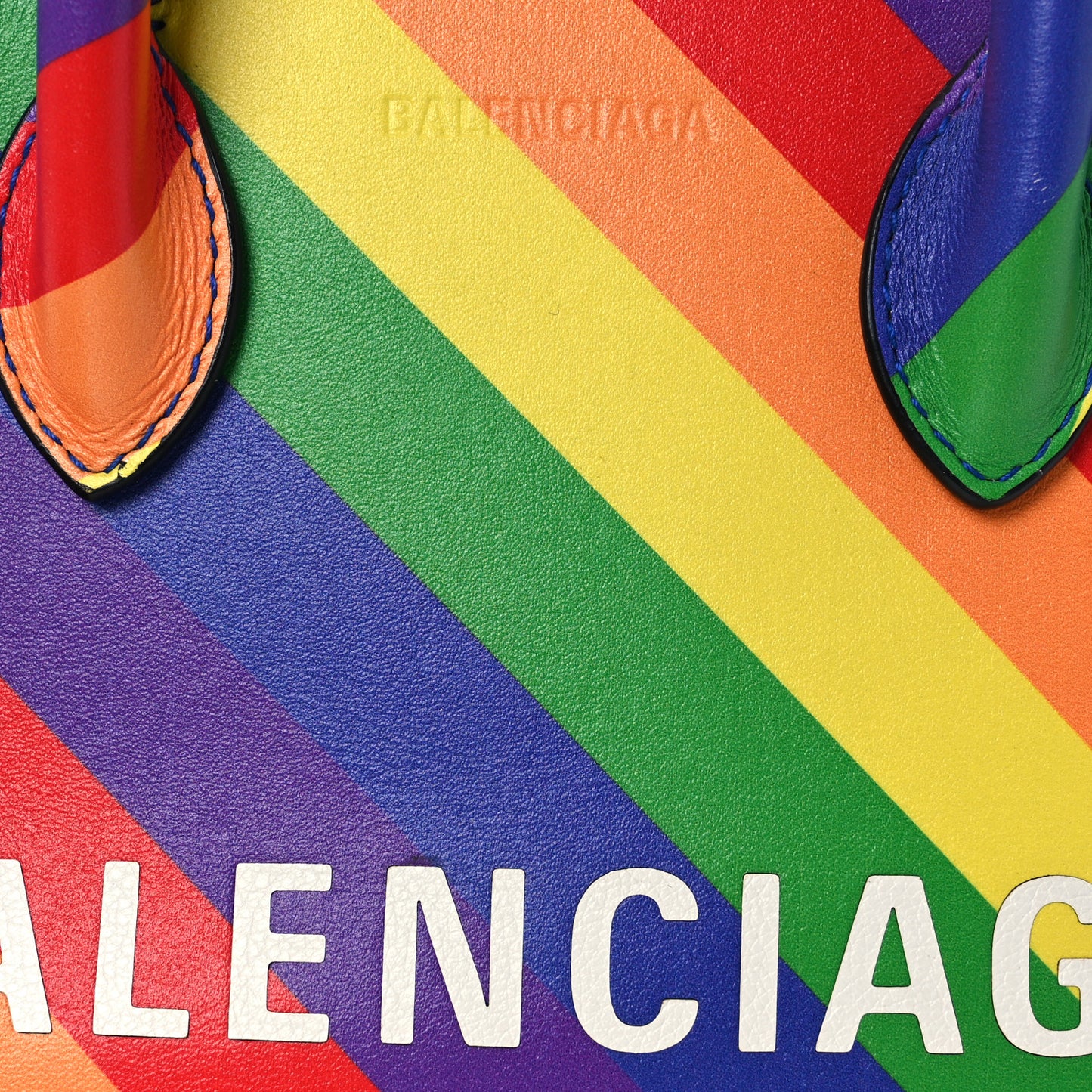 Smooth Calfskin Logo Rainbow XXS Ville Top Handle Bag Multicolor
