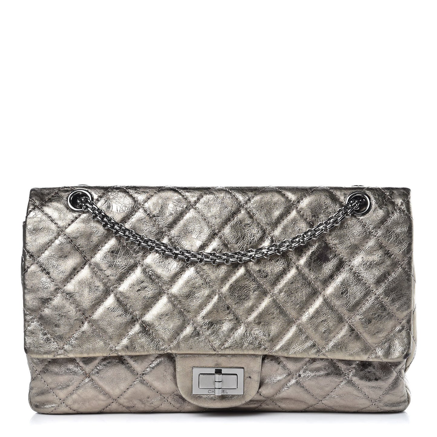 Metallic Aged Calfskin Quilted 2.55 Reissue 227 Flap Gold