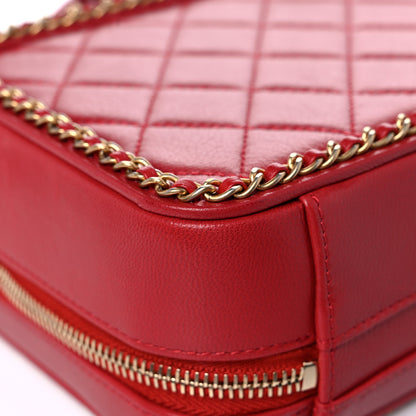 Chanel Goatskin Quilted Small CC Filigree Vanity Case Red 9 of 17