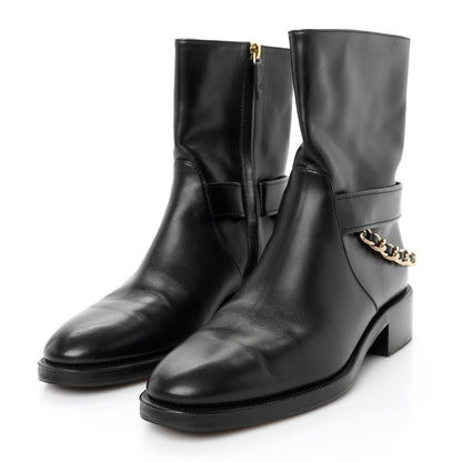 Chanel Calfskin Chain Short Boots 40 Black 4 of 10