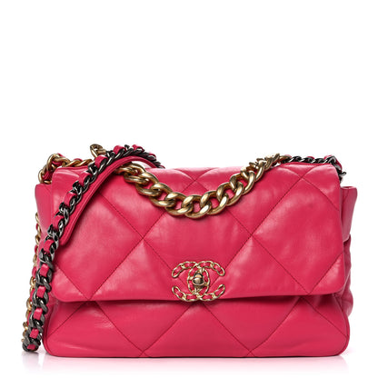Chanel Goatskin Quilted Large Chanel 19 Flap Dark Pink 1 of 14