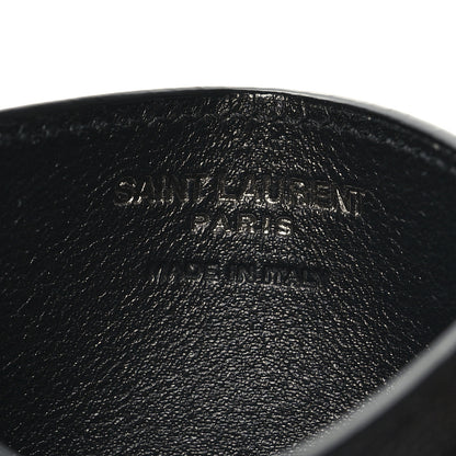Saint Laurent Grain De Poudre Matelasse Chevron Monochrome Monogram Credit Card Case Black 6 of 8
