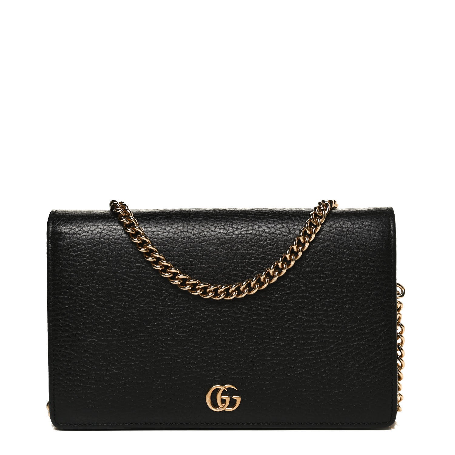 Gucci Calfskin Mini GG Marmont Chain Wallet Black 1 of 12