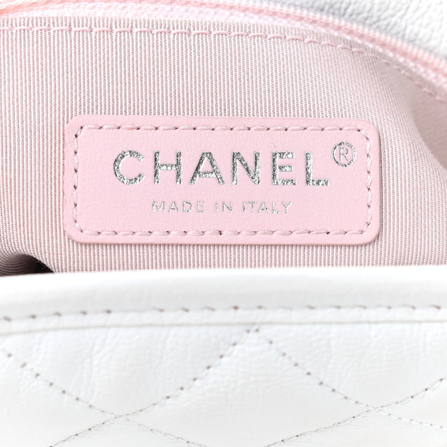 Patent Goatskin Quilted Small Gabrielle Hobo White