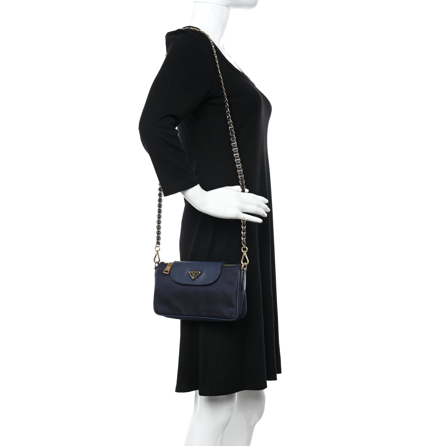Prada Tessuto Nylon Saffiano Crossbody Bag Bleu 2 of 12