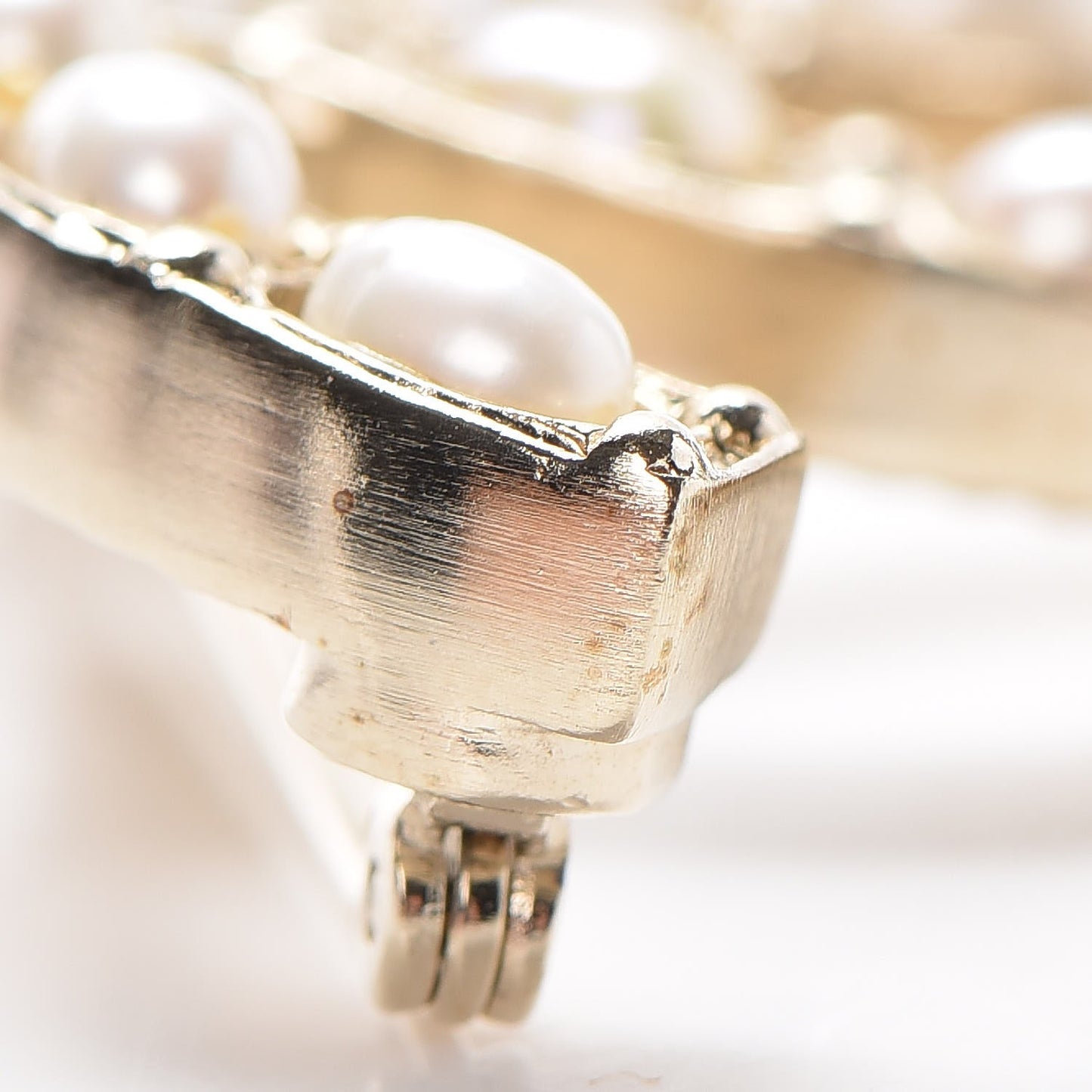 Pearl Studded CC Brooch Pin