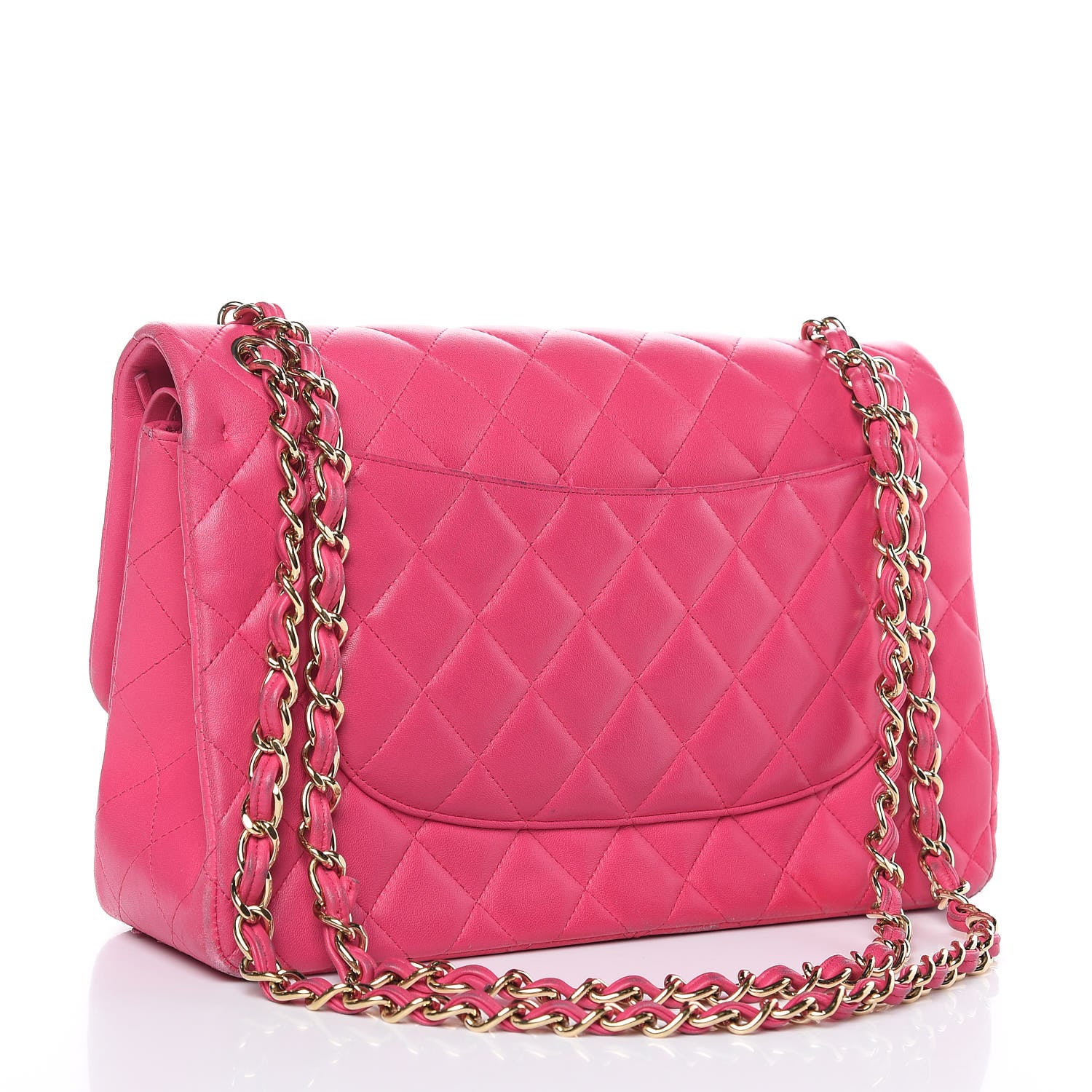 Chanel Lambskin Quilted Jumbo Double Flap Fuchsia 3 of 23