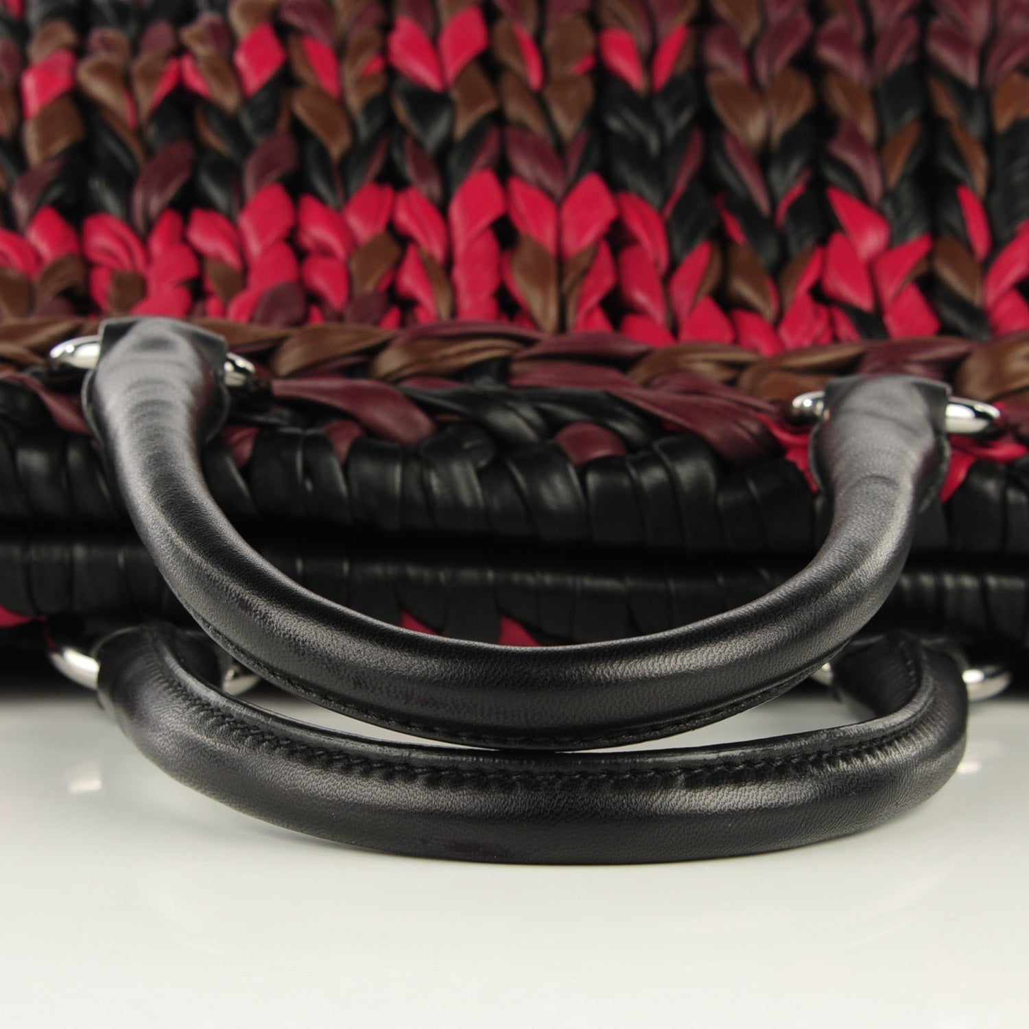 Prada Nappa Braided Tote Multicolor Amaranto 2 of 10