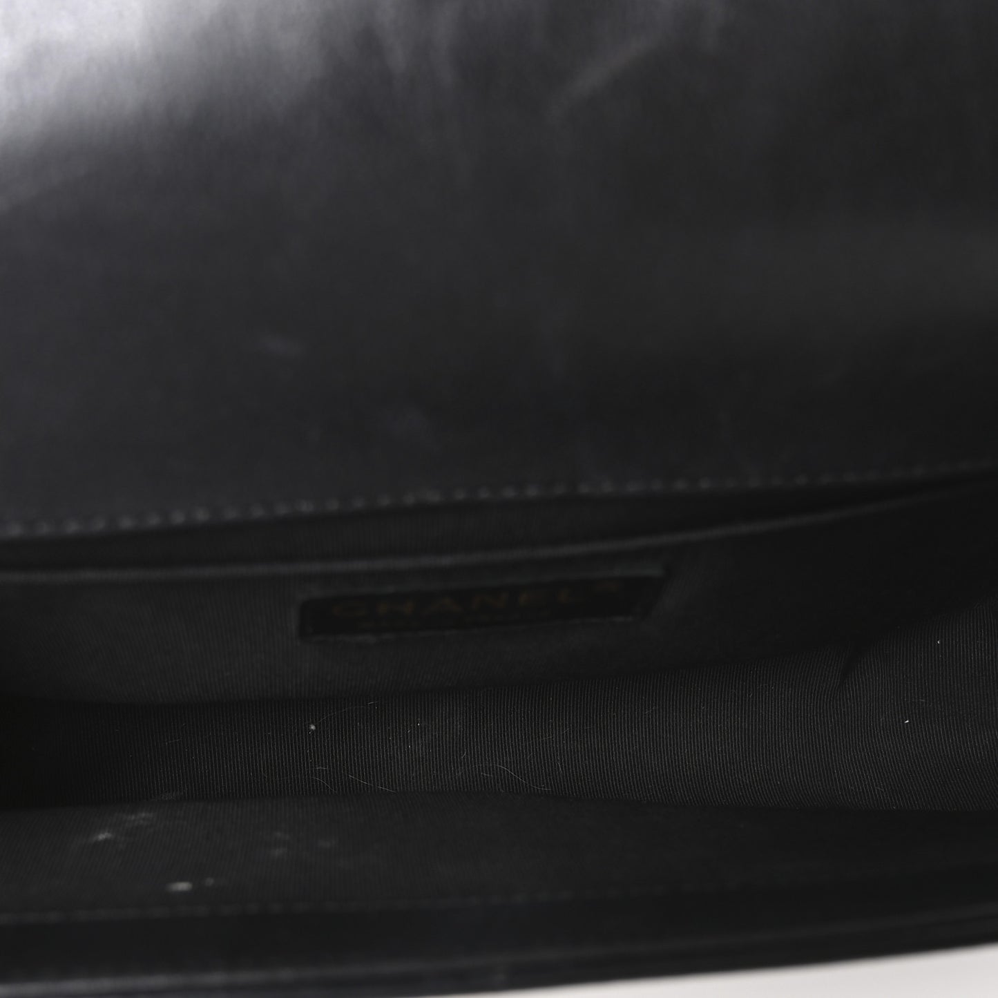 Iridescent Glazed Calfskin Quilted Medium Boy Flap Black