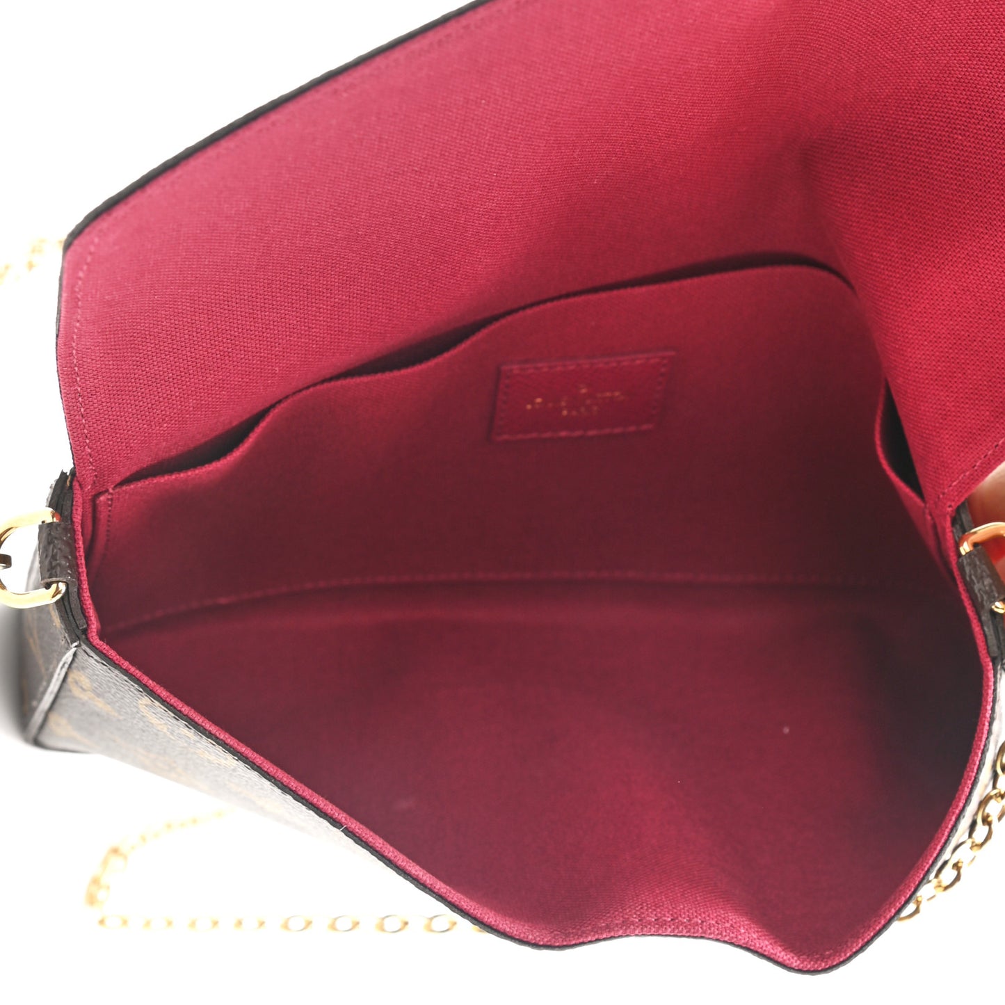 Monogram Pochette Felicie Chain Wallet Fuchsia