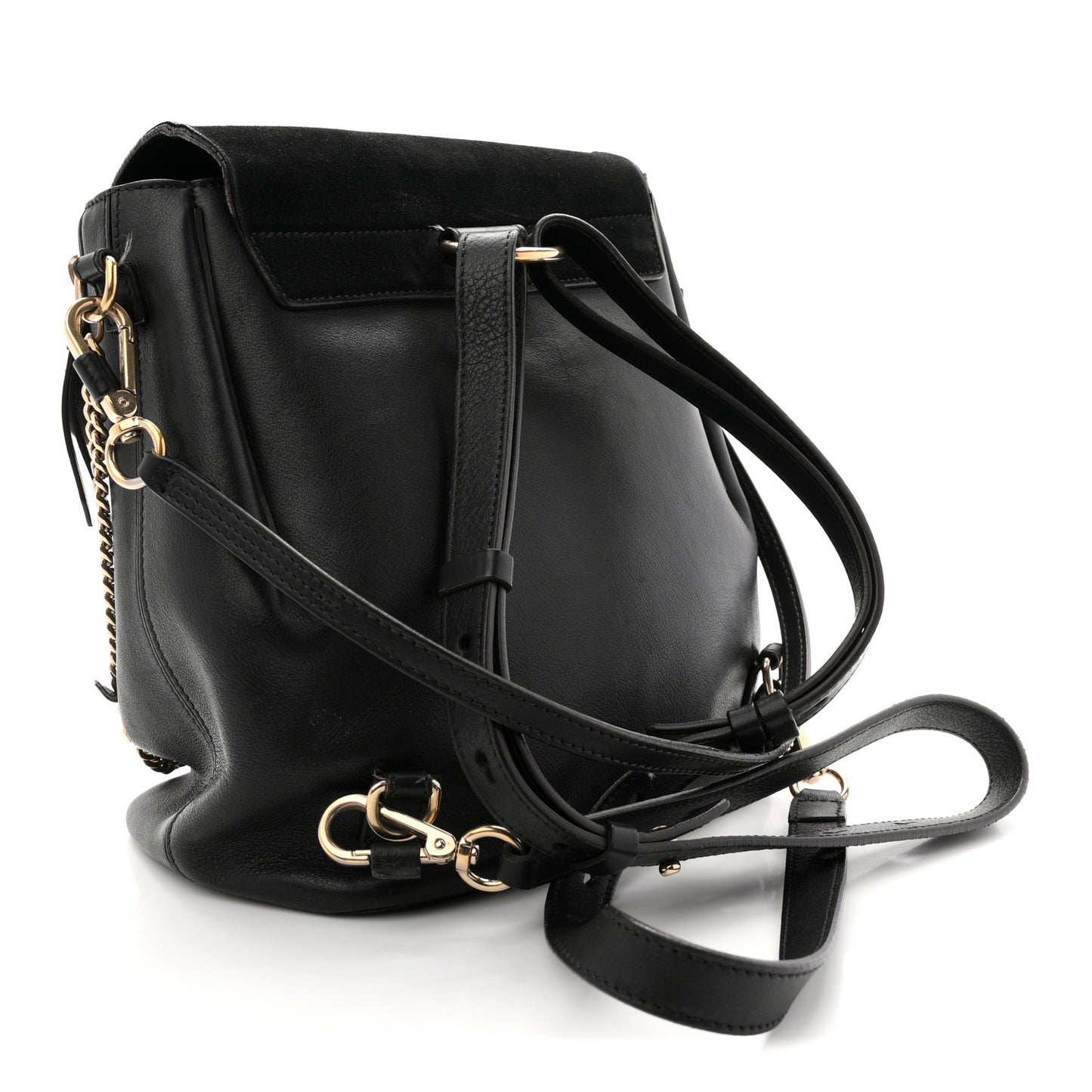 Suede Calfskin Medium Faye Backpack Black