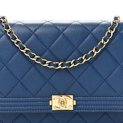 Chanel Caviar Quilted Boy Wallet On Chain WOC Dark Blue 9 of 15