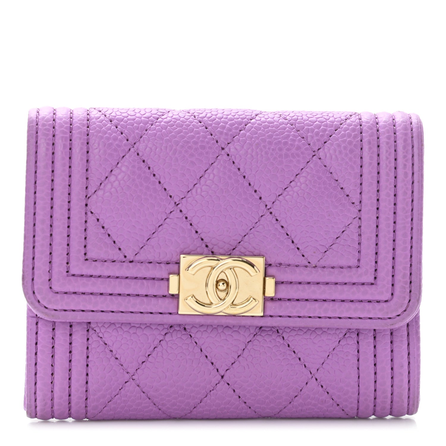 Chanel Caviar Quilted Boy Flap Card Holder Purple 1 of 10
