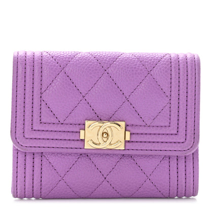 Chanel Caviar Quilted Boy Flap Card Holder Purple 1 of 10