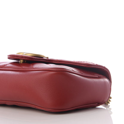 Gucci Calfskin Matelasse Super Mini GG Marmont Shoulder Bag Hibiscus Red 9 of 10