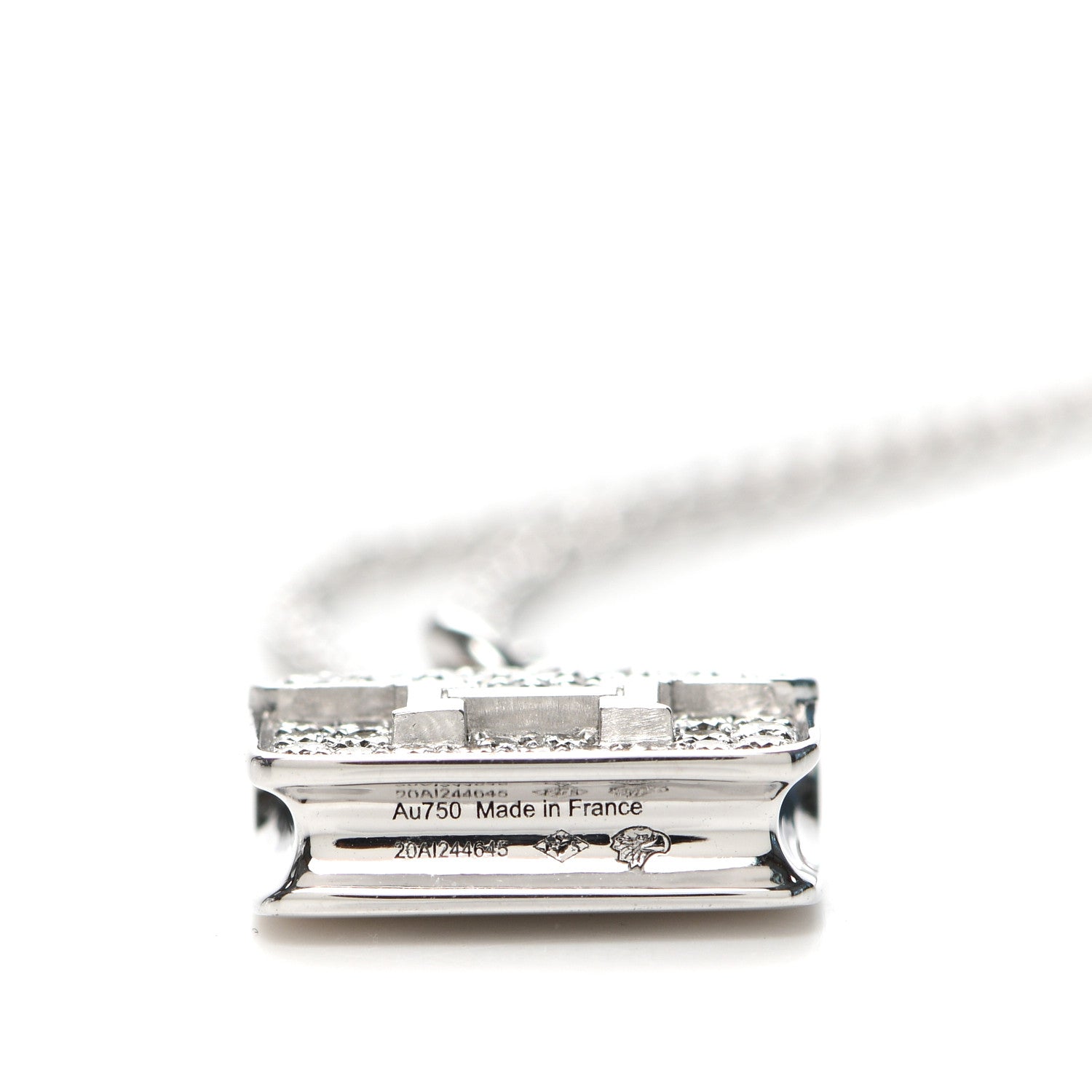 Hermes 18K White Gold Diamond Constance Amulettes Pendant Necklace 5 of 6