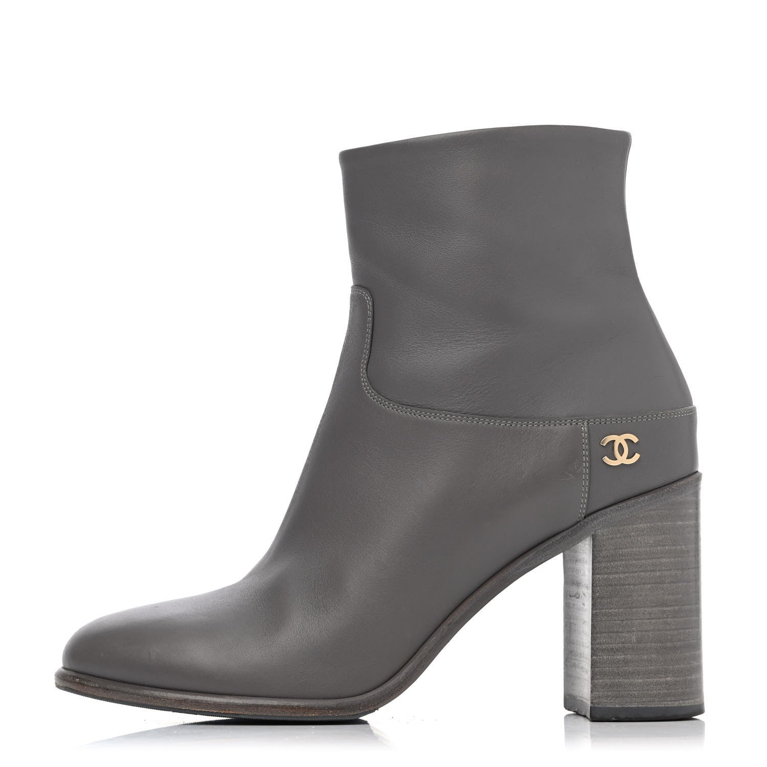 Chanel Calfskin CC Short Boots 38 Grey 1 of 4