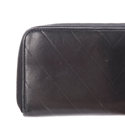 Chanel Lambskin Chevron Quilted CC Zip Around Wallet Black 13 of 14