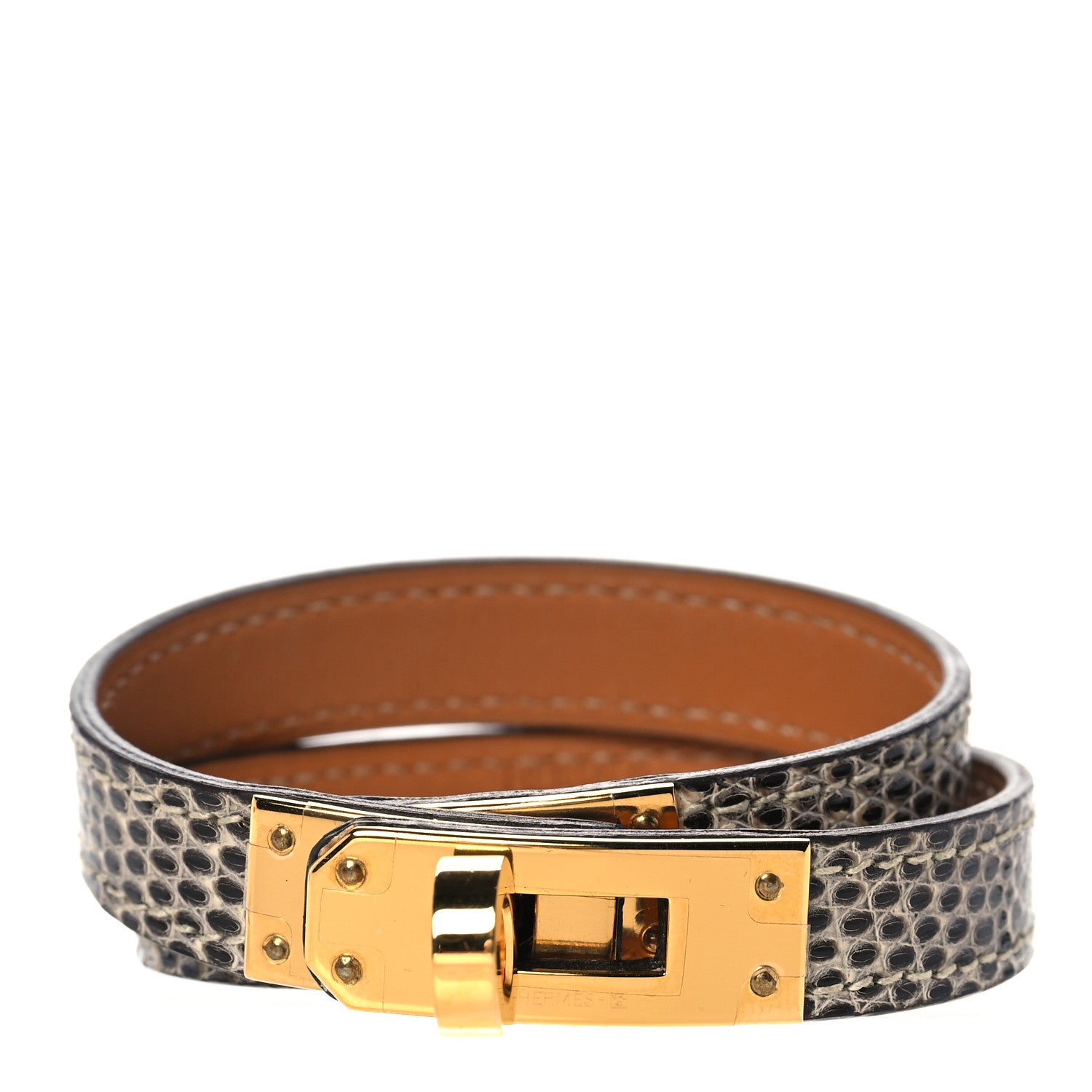 Hermes Lizard Kelly Double Tour Bracelet T3 Ombre 1 of 6