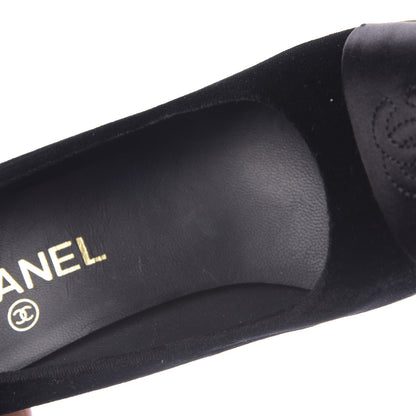 Chanel Velvet Satin Cap Toe Pearl Pumps 38 Black 13 of 15