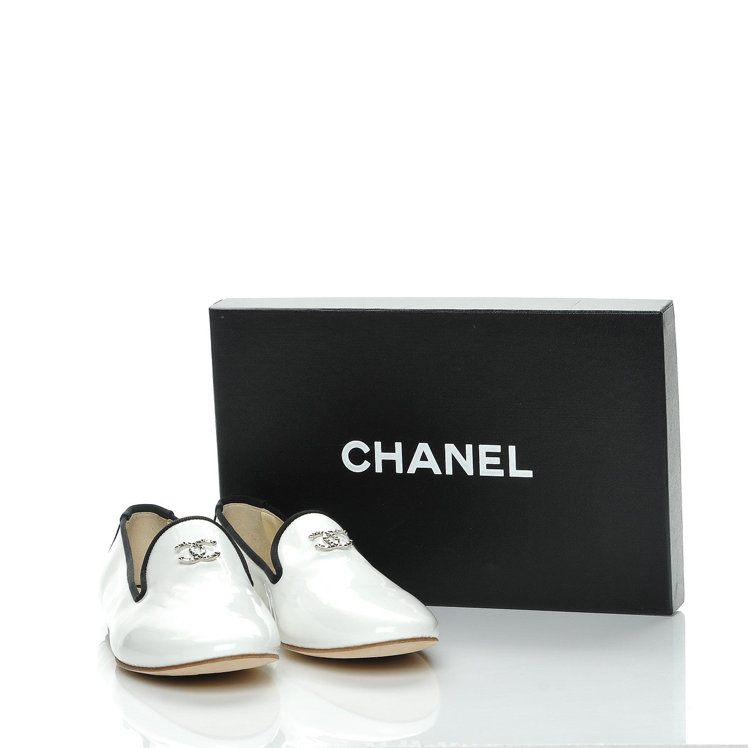 Chanel Patent CC Loafers 39 White 9 of 9