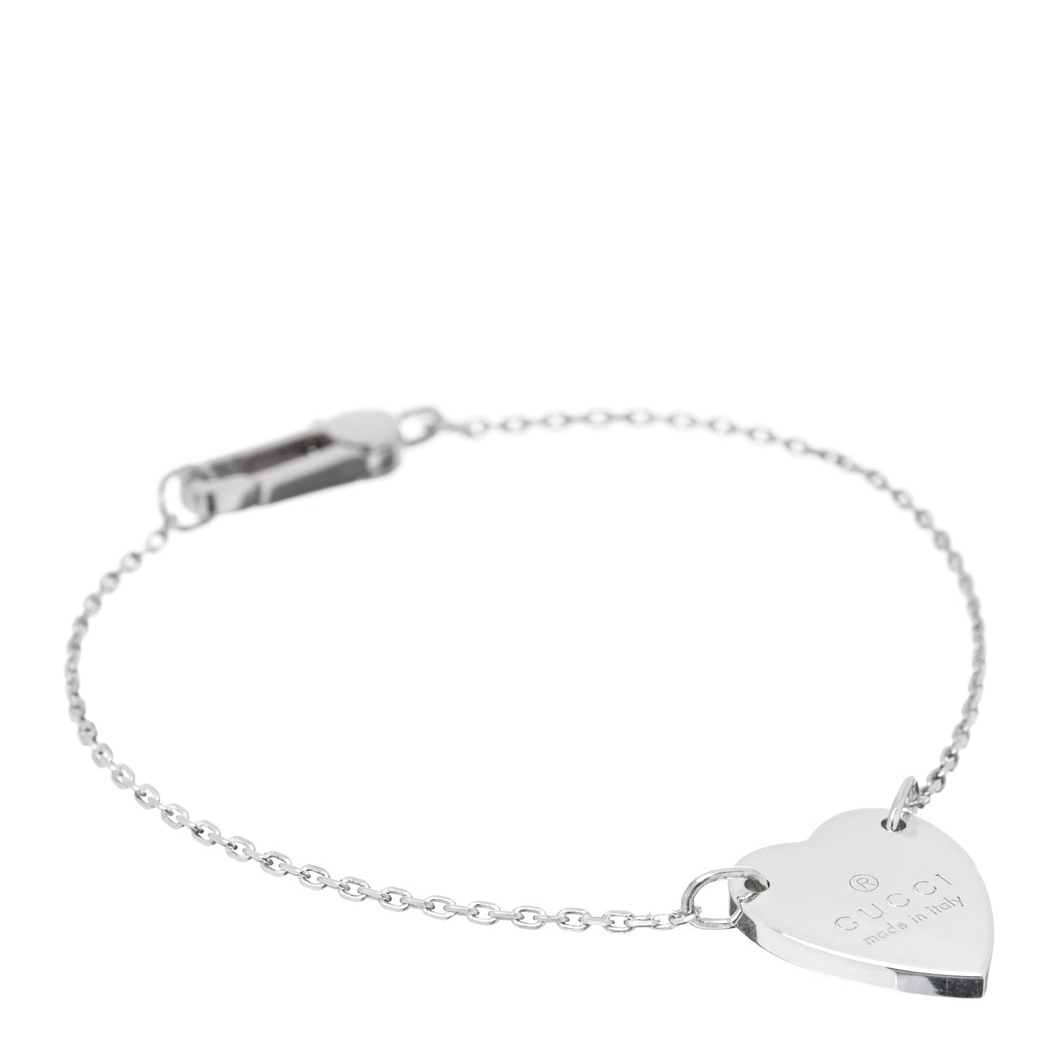 Gucci Sterling Silver Trademark Heart Bracelet 1 of 4