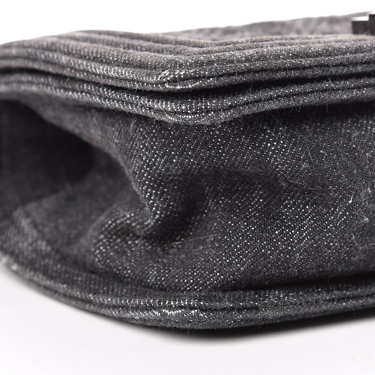 Denim Quilted Small Boy Flap Black