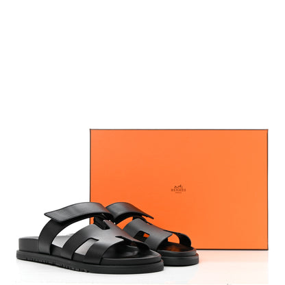 Hermes Calfskin Womens Chypre Sandals 38 Black 9 of 9
