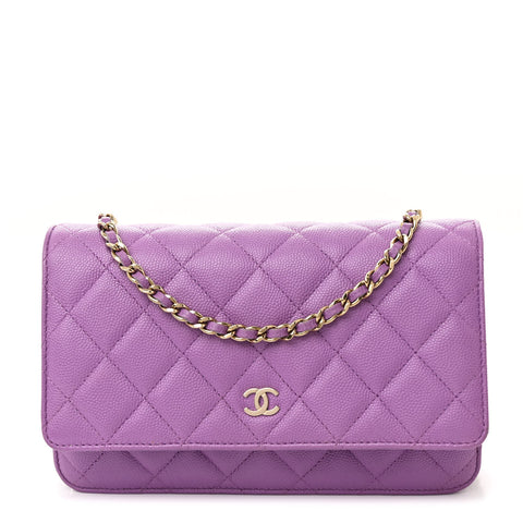 Caviar Quilted Wallet On Chain WOC Purple