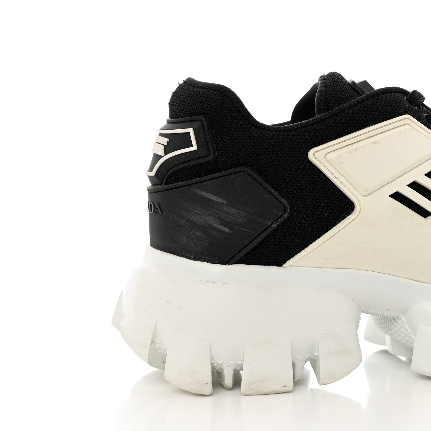Prada Rubber Technical Knit Fabric Cloudbust Thunder Sneakers 37.5 Black White 9 of 12