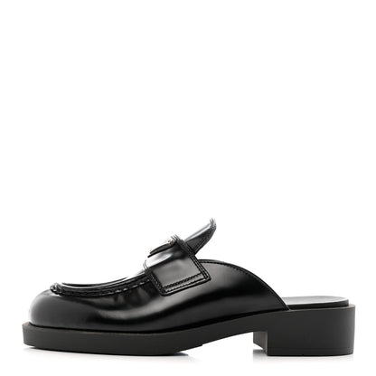 Prada Spazzolato Triangle 40mm Loafer Mules 37.5 Black 1 of 10