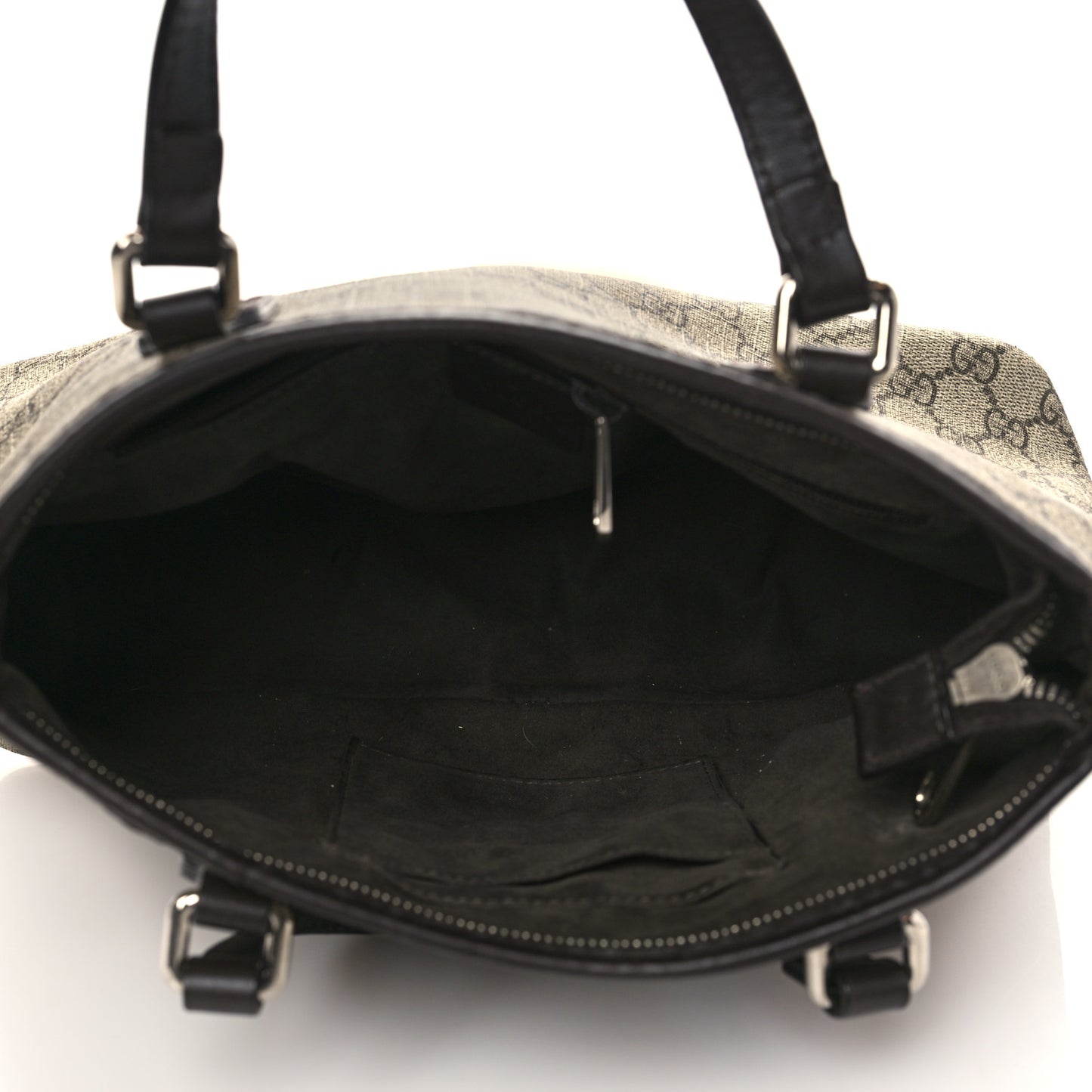 GG Supreme Monogram Small Zippered Tote Dark Brown