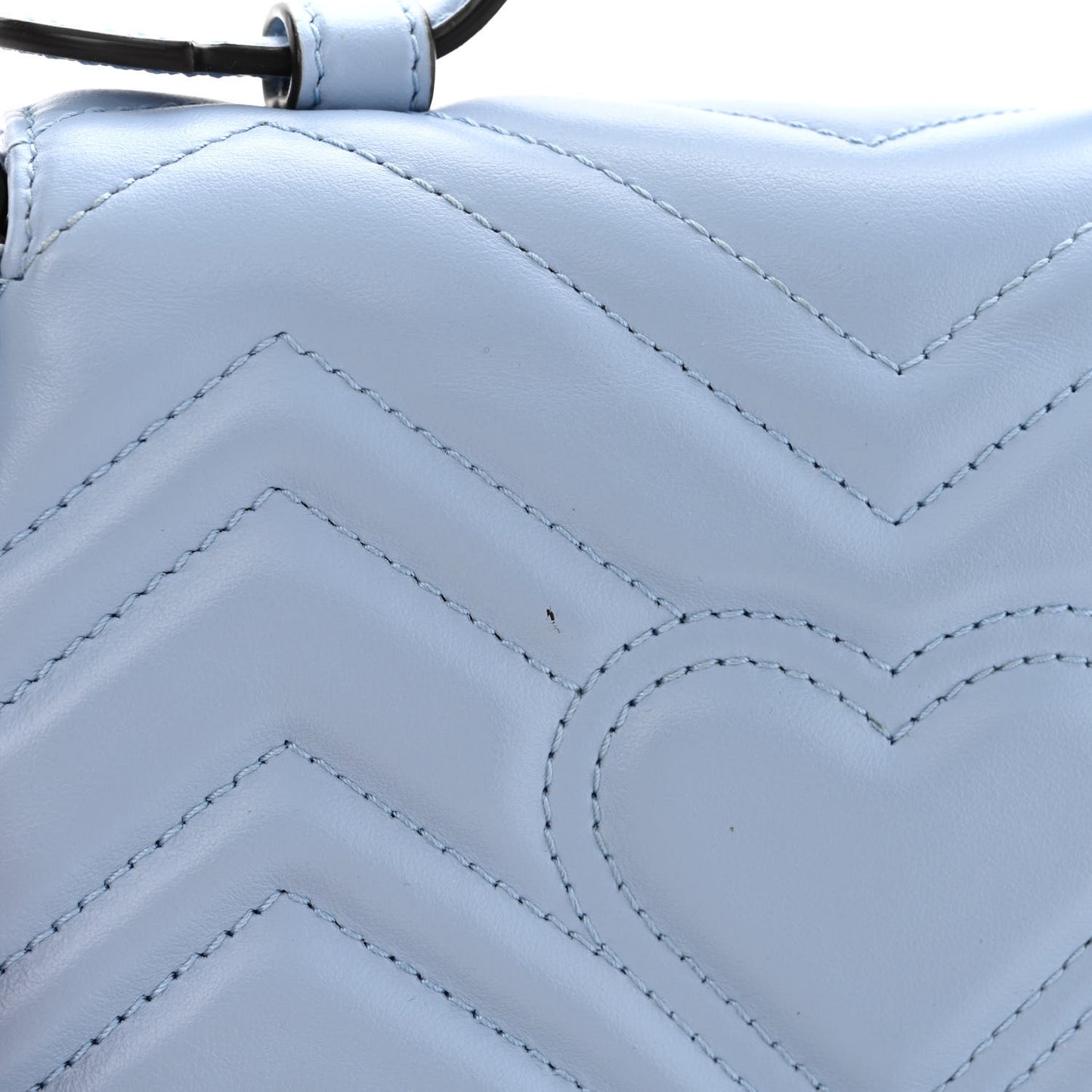Calfskin Matelasse Mini GG Marmont Top Handle Shoulder Bag Porcelain Light Blue