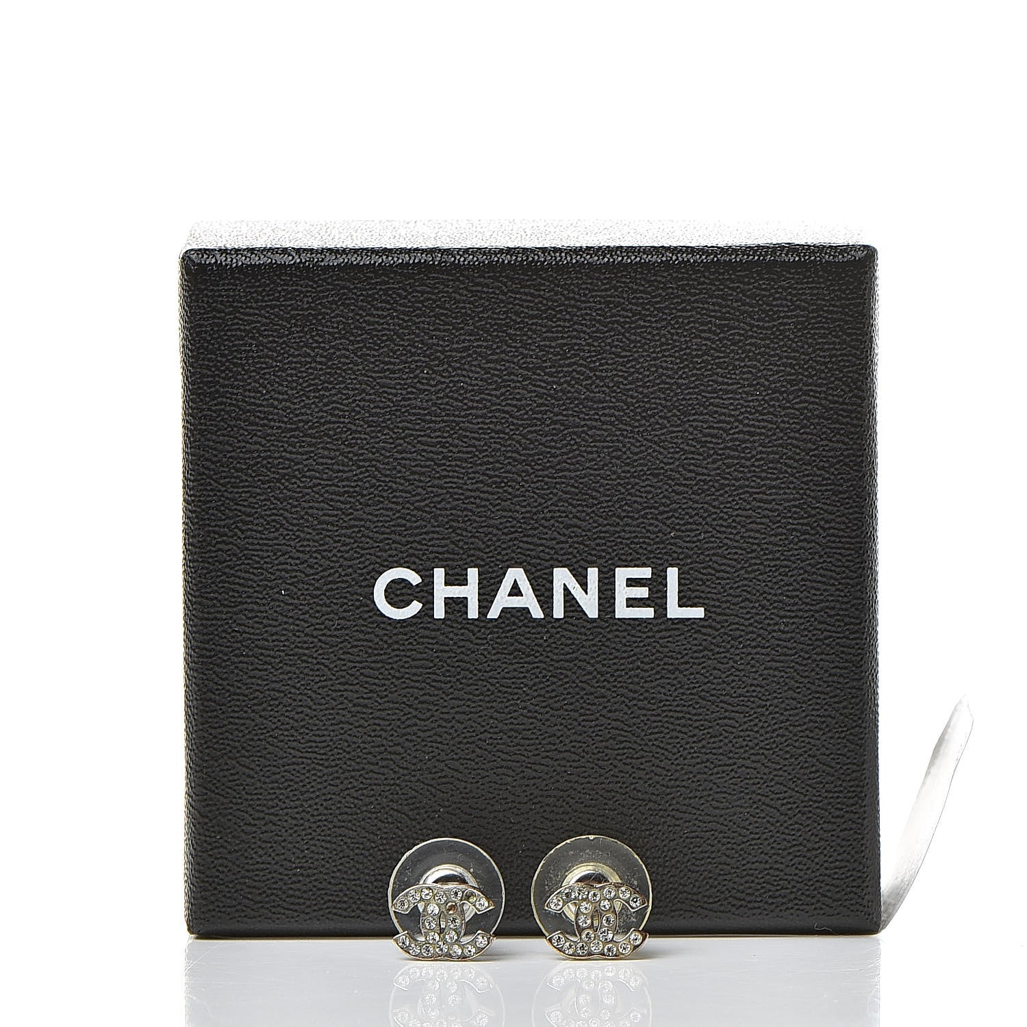 Chanel Crystal Timeless CC Earrings Silver 6 of 6