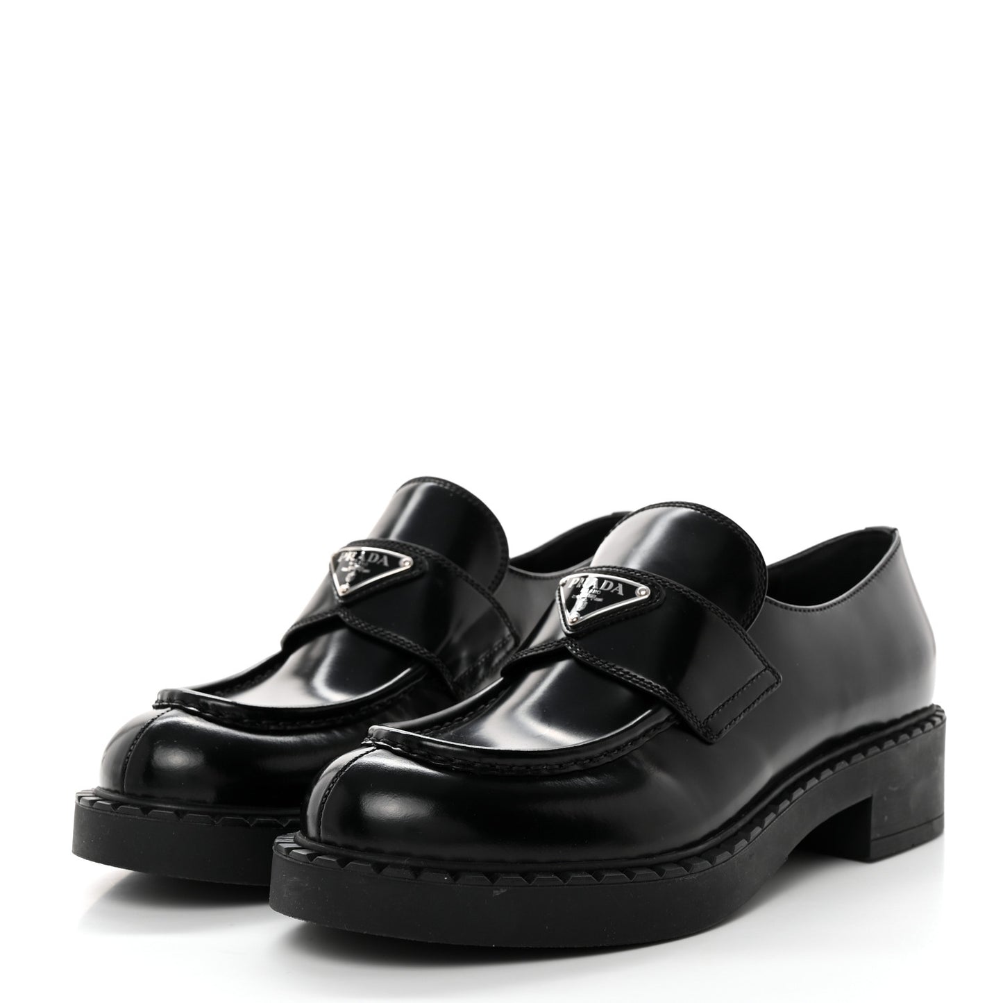 Spazzolato Metal Triangle Logo 50mm Loafers 40 Black