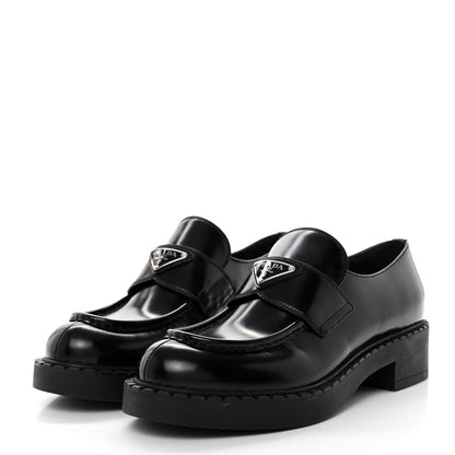 Prada Spazzolato Metal Triangle Logo 50mm Loafers 40 Black 3 of 8