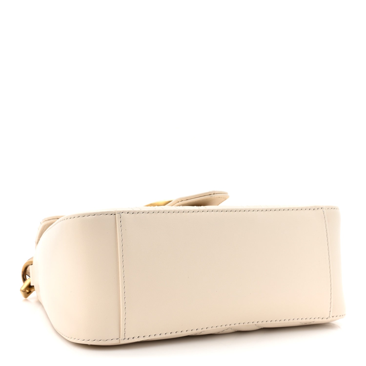 Gucci Calfskin Matelasse Mini GG Marmont Top Handle Shoulder Bag White 4 of 12