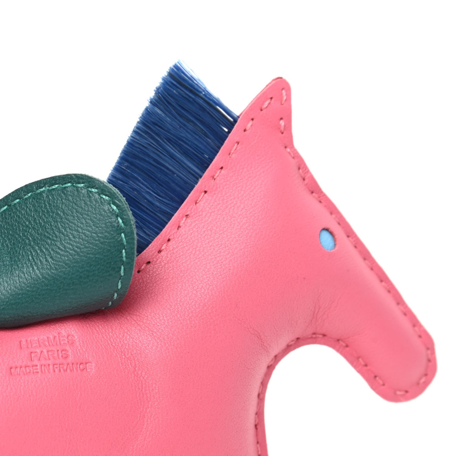 Hermes Milo Lambskin Horse Hair Grigri Rodeo Horse Bag Charm MM Rose Azalee Malachite Lime 3 of 4