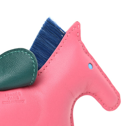 Hermes Milo Lambskin Horse Hair Grigri Rodeo Horse Bag Charm MM Rose Azalee Malachite Lime 3 of 4