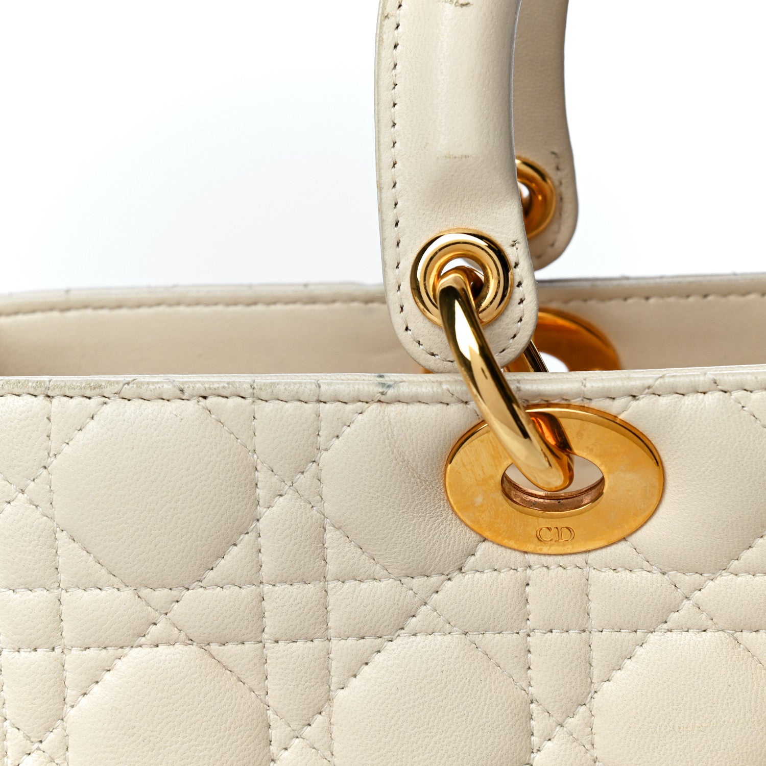 Christian Dior Lambskin Cannage Large Lady Dior Light Beige 17 of 35