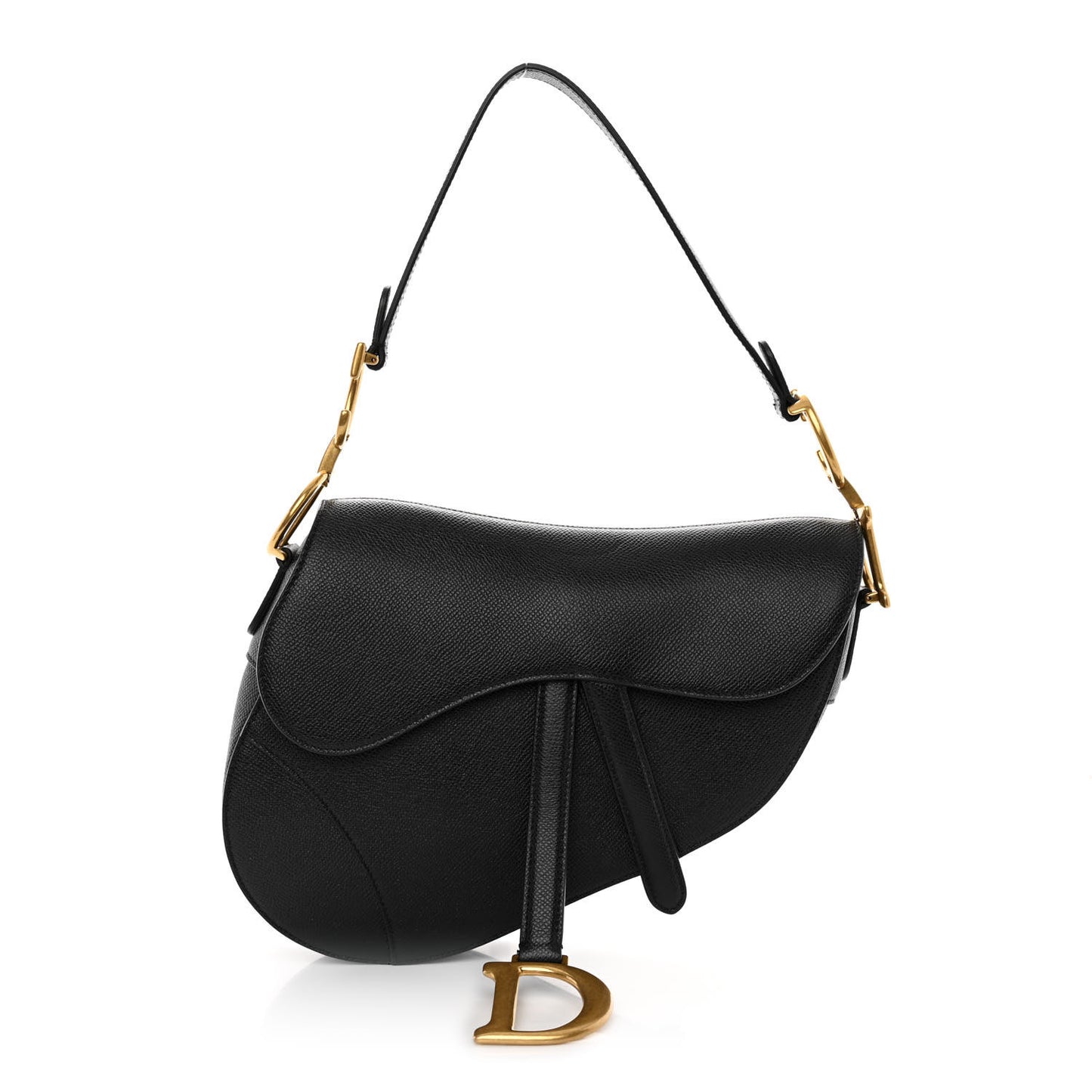 Grained Calfskin Saddle Bag Black