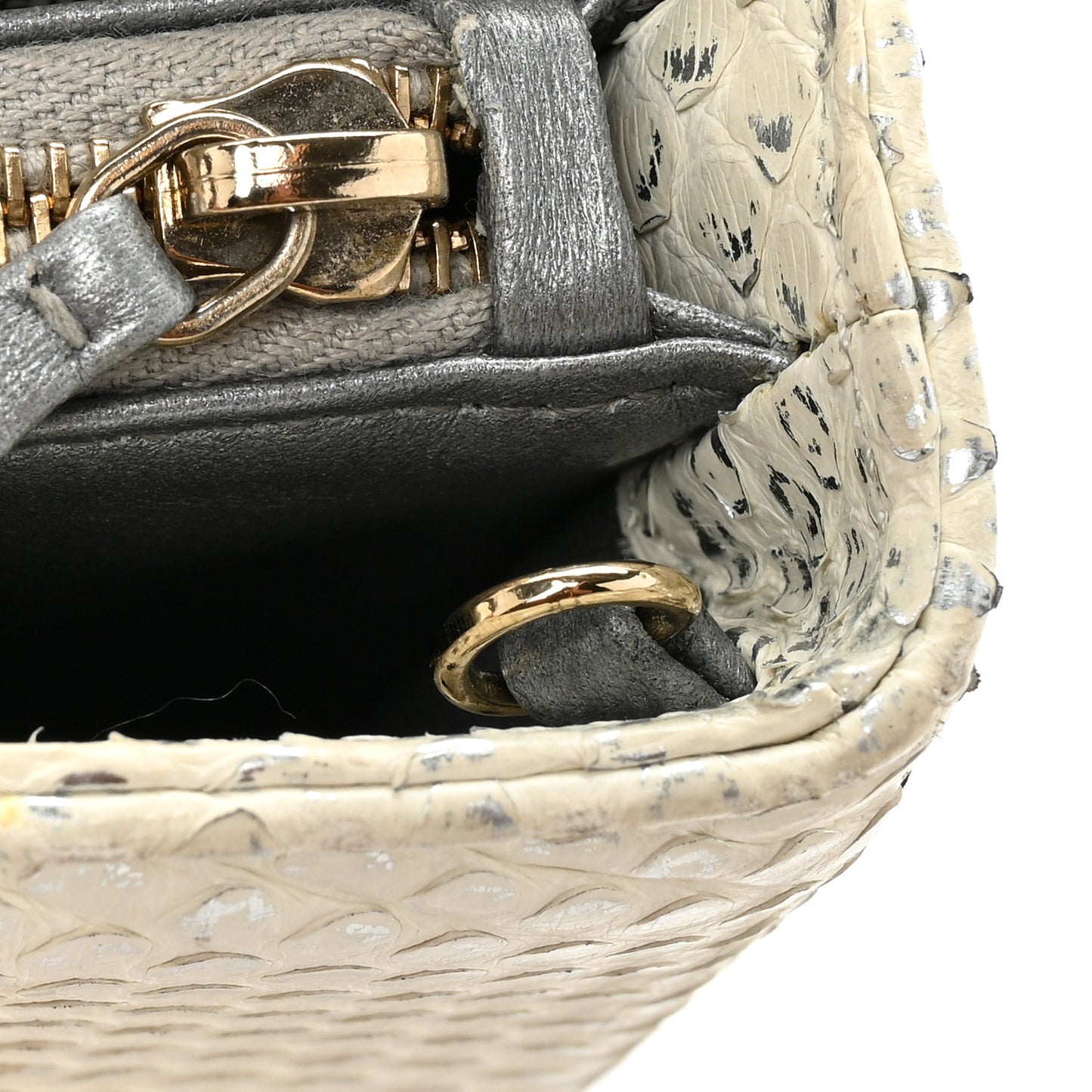 Snakeskin Phone Holder Pouch Clutch White