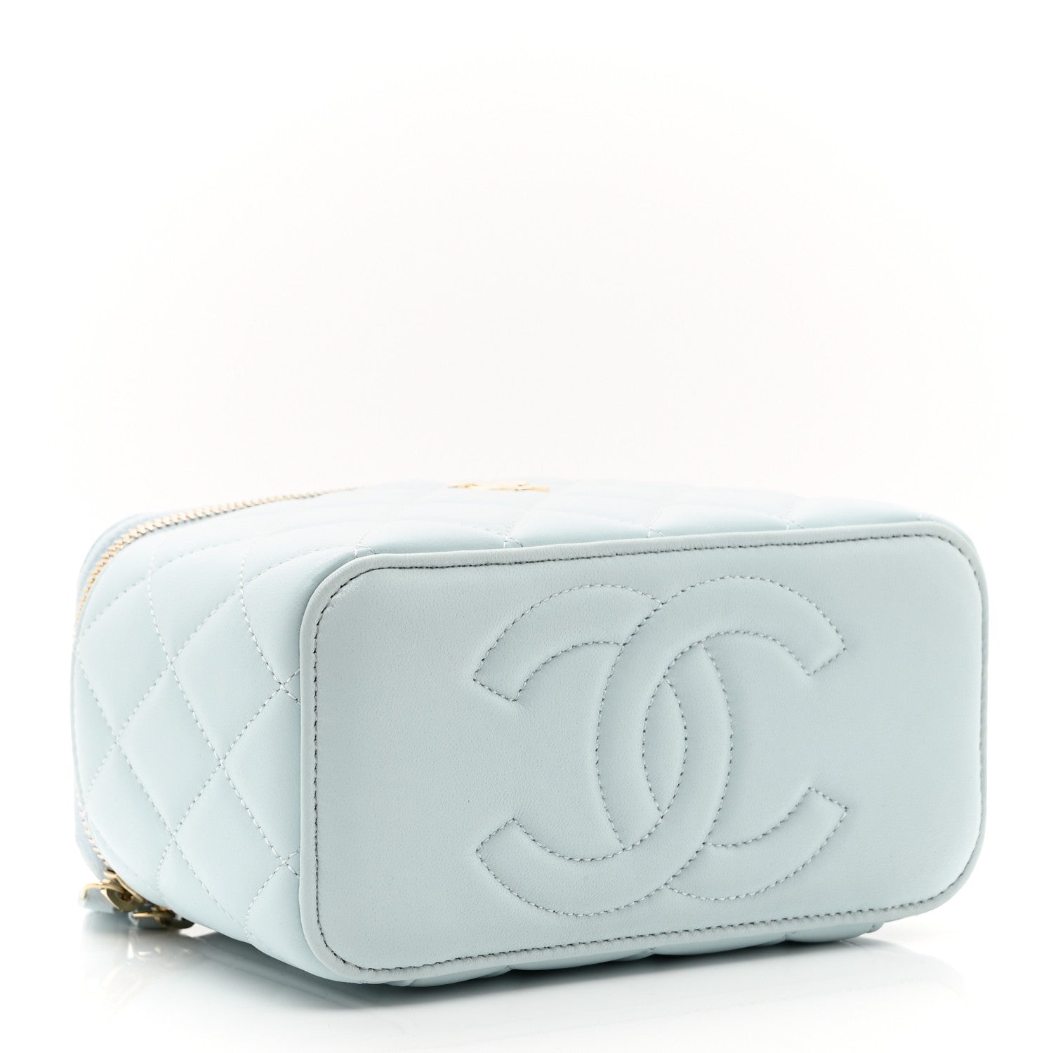 Chanel Lambskin Quilted Small Top Handle Vanity Case With Chain Light Blue 4 of 10