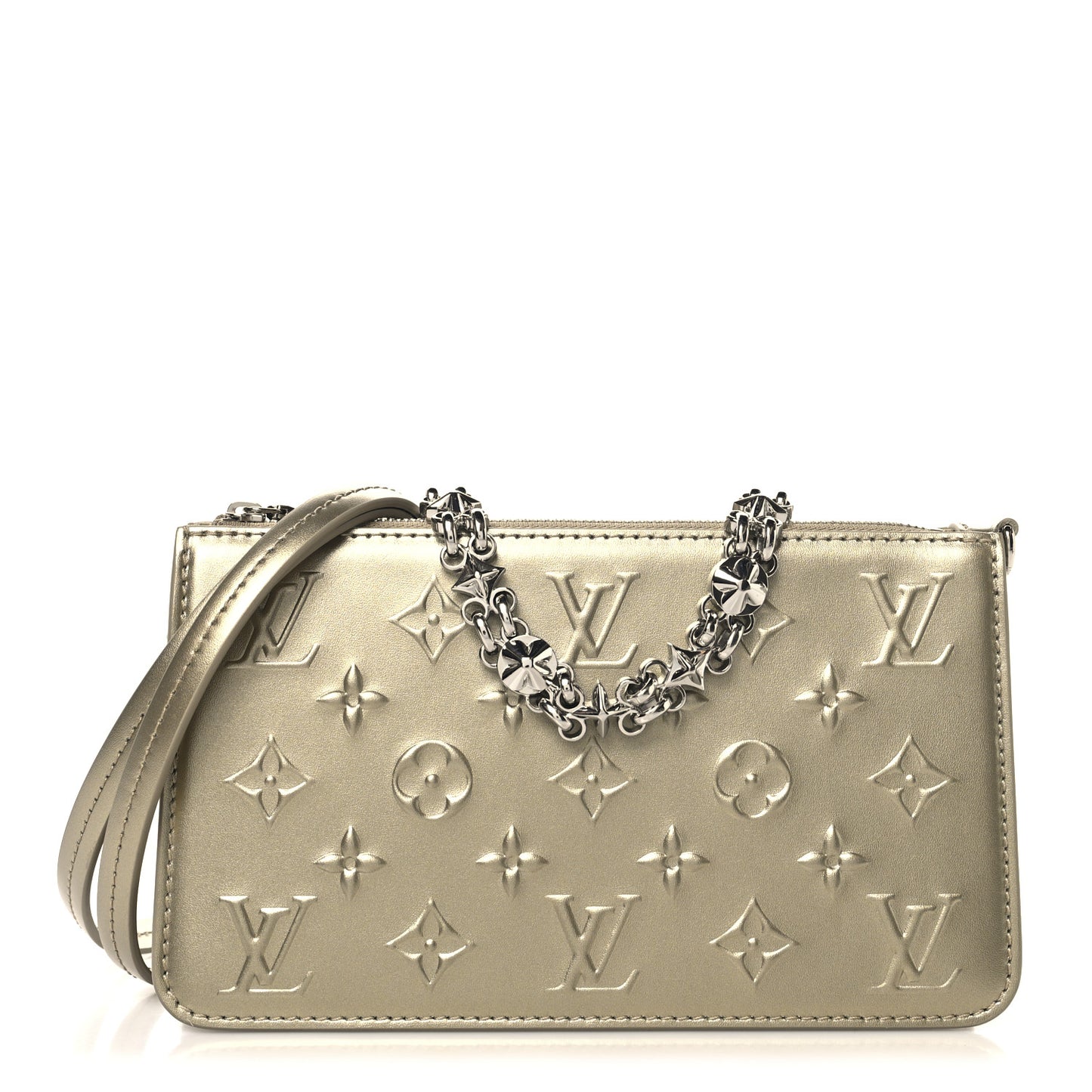 Calfskin Debossed Monogram Lexington Pochette Light Gold
