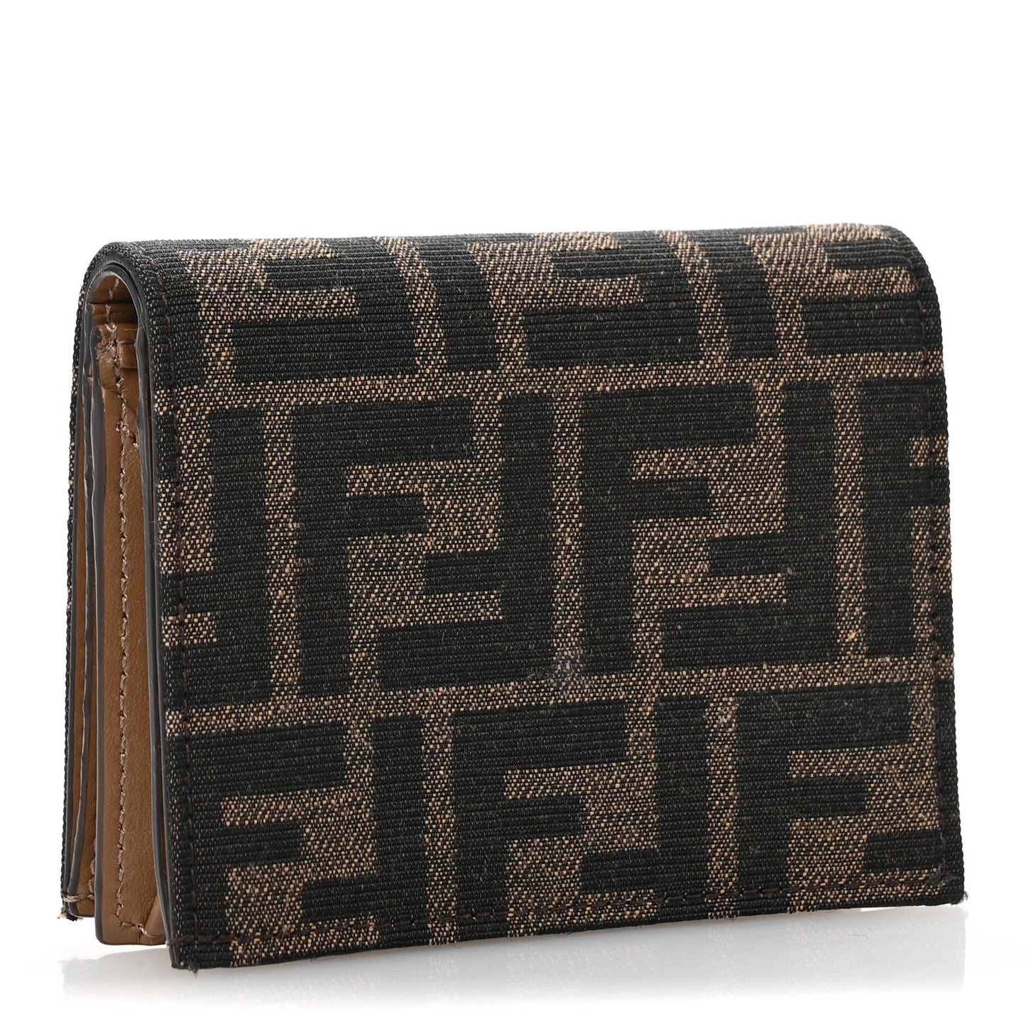 Fabric Jacquard FF 1974 Small Wallet Tobacco Moro