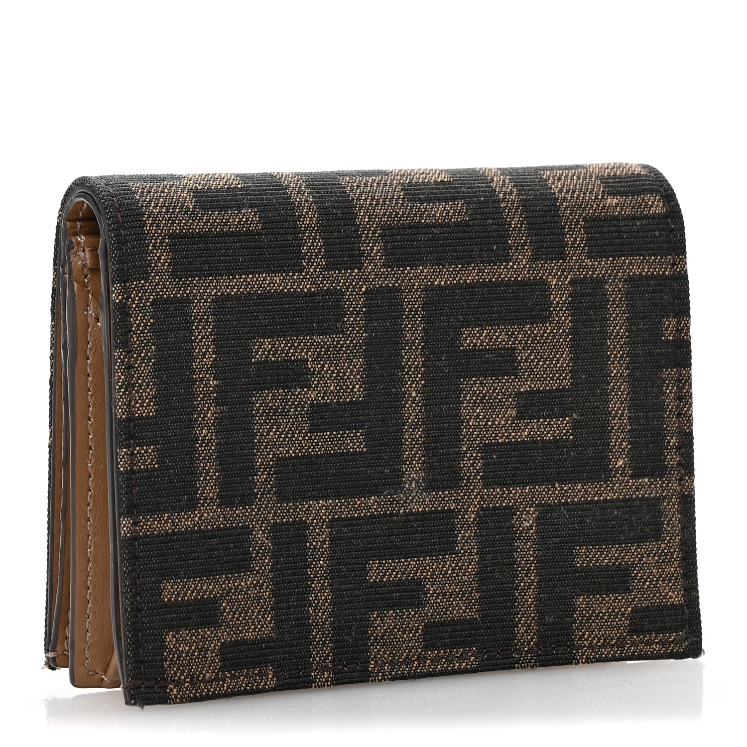 Fendi Fabric Jacquard FF 1974 Small Wallet Tobacco Moro 3 of 10