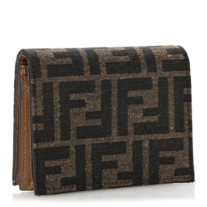Fendi Fabric Jacquard FF 1974 Small Wallet Tobacco Moro 3 of 10